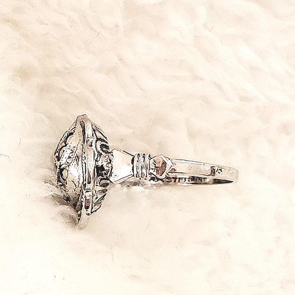 Uncas Sterling Silver Art Deco Marcasite Rose Flower Ring - Picture 5 of 11